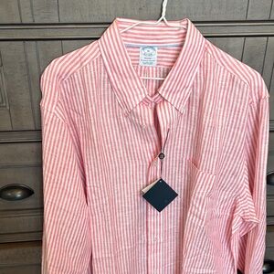 Brooks Brothers Pink and White Striped Button Down Shirt